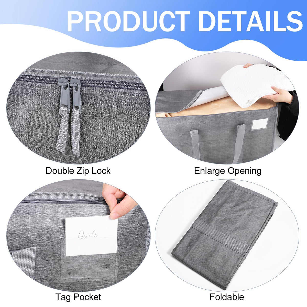 6 Pack 90L Moving Bags, Heavy Duty Storage Bags Dorm Moving Essential,Gray