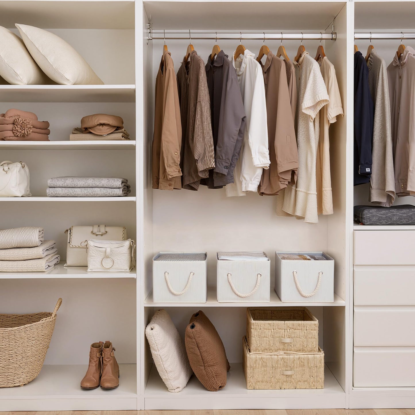 StorageWorks Large Storage Boxes for Organising, Foldable Storage Baskets for Shelves, Fabric Storage Boxes with Handles