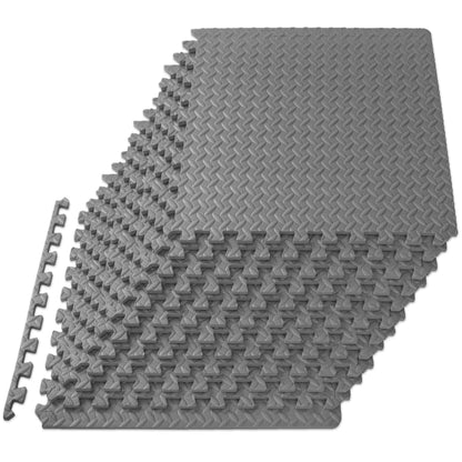 ProsourceFit Puzzle Exercise Mat ? in, EVA Interlocking Foam Floor Tiles for Home Gym, Mat for Home Workout Equipment, Floor Padding for Kids, Grey,