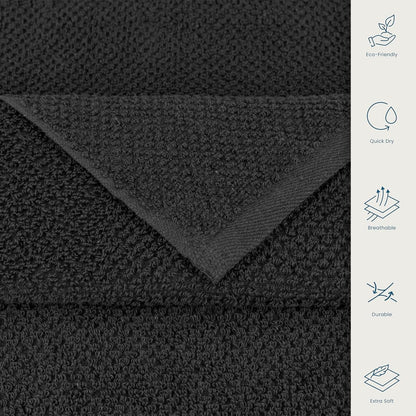 CASA COPENHAGEN Popcorn Textured 6-Piece Small Bath Towel Set - Pine Grey, 550 gsm, 6-piece small bath towels, cotton towels for rough and tough use