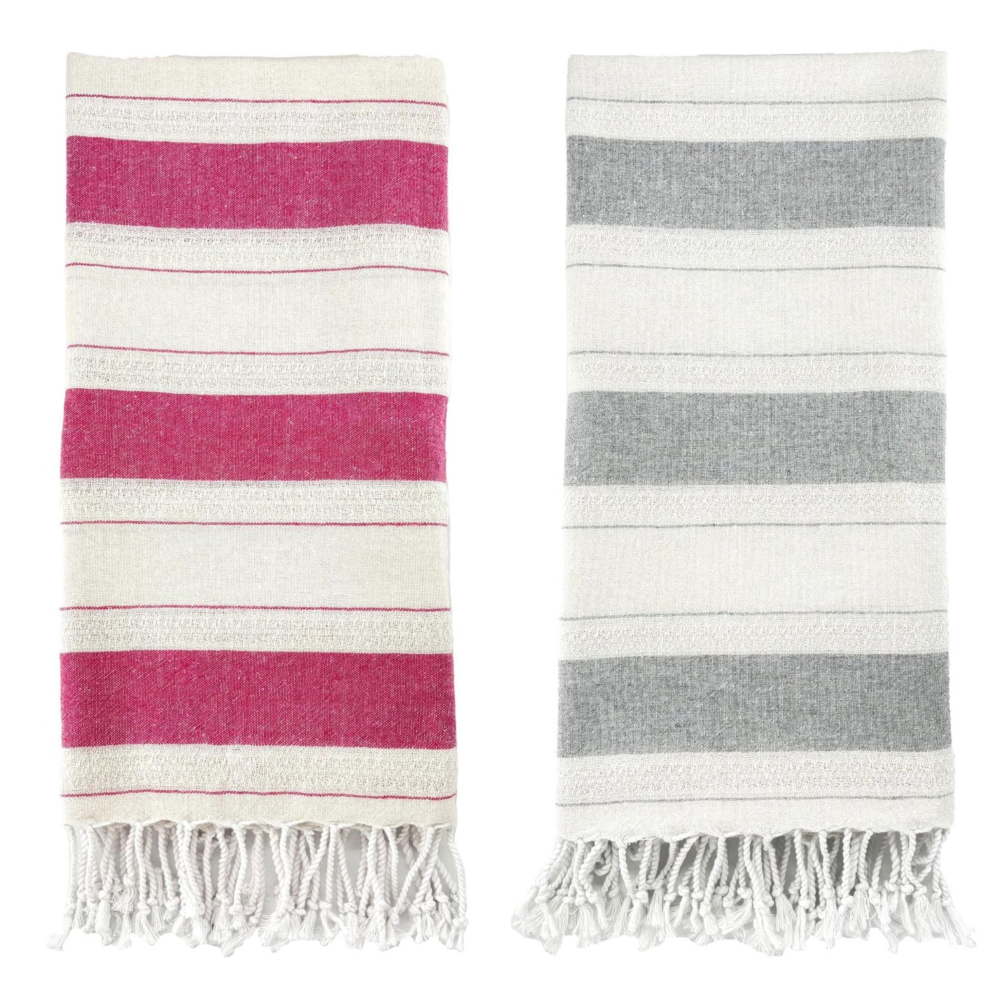 BERCA HOME 2 Pack Ephesus Turkish Beach Towel – Lightweight, Quick Dry, Sand Free – 100% Cotton Peshtemal Hammam & Bath Towel – 90x190 cm