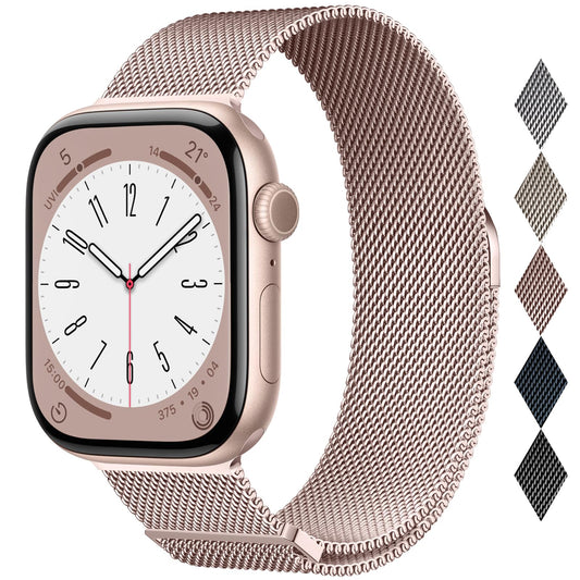 Milanese Loop Compatible with Apple Watch Straps 38mm 40mm 41mm 42mm 44mm 45mm 46mm 49mm Women & Men, Magnetic Clasp Adjustable Metal Bands for iWatch