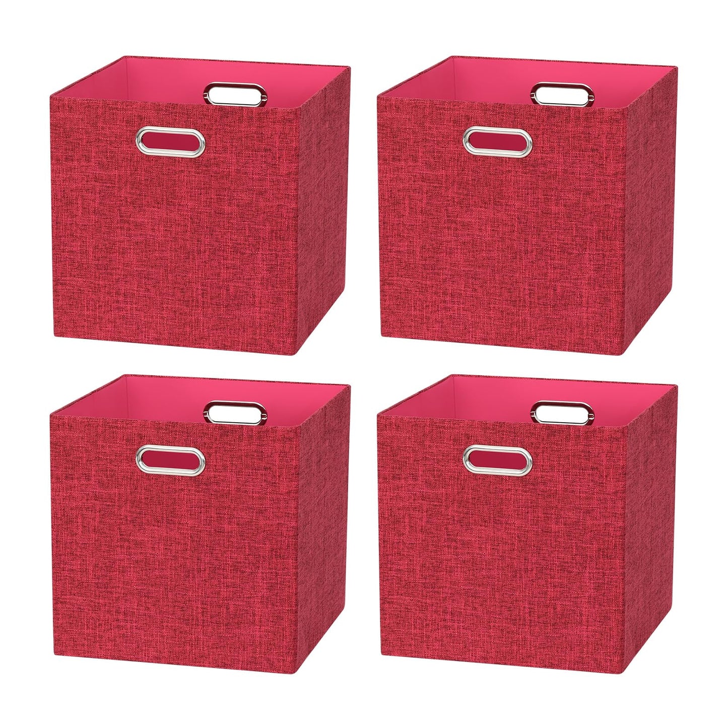 BinWhiz 4 Pack Collapsible Linen Fabric Storage Cubes/Organiser - 33x33x33 cm Fabric Bins for Kallax Shelves, Cabinet, Bookcase, Closet