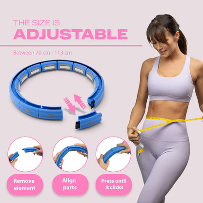WELLRELAXX Weighted Hula Hoop for Adults includes Waist Slimmer Belt | Quiet | Circumference up to 113 cm (44.5 in) | Smart Hula Hoop with Weight Ball