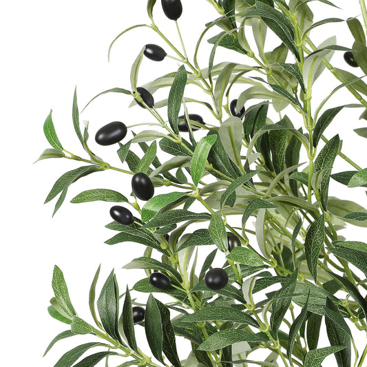 Alupssuc 6FT Olive Tree Artificial, Faux Olive Tree with White Pot, Fake Olive Tree Indoor Outdoor with Natural Wood Trunk & Lifelike Fruits, Perfect