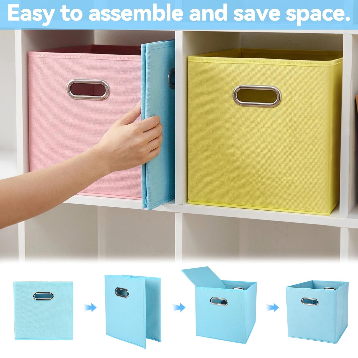 LUKDNEEY 3PCS Cube Storage Boxes, Foldable Fabric Storage Cubes