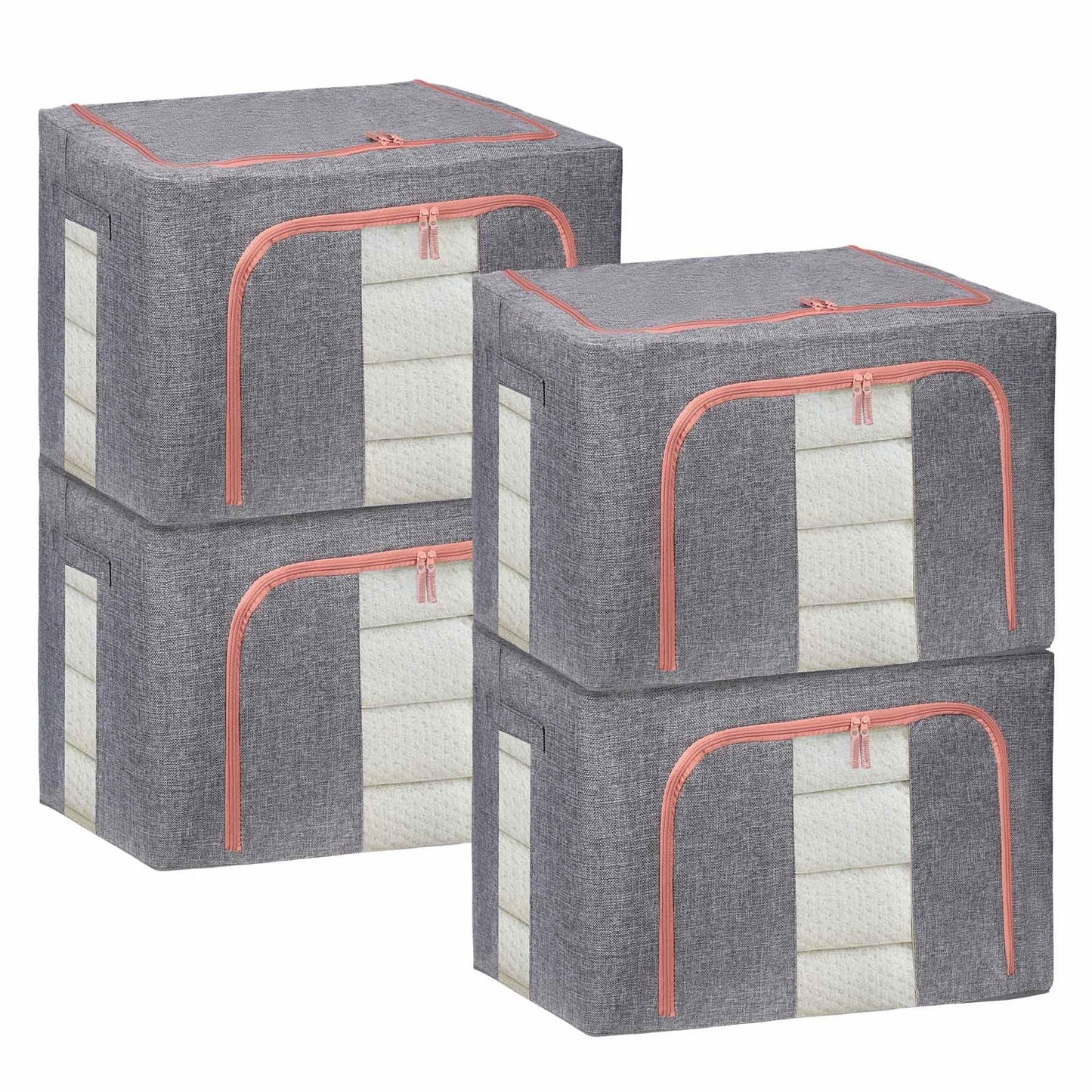 DAWNTREES 4 Pack 100L Storage Boxes, Collapsible Storage Boxes for Clothes