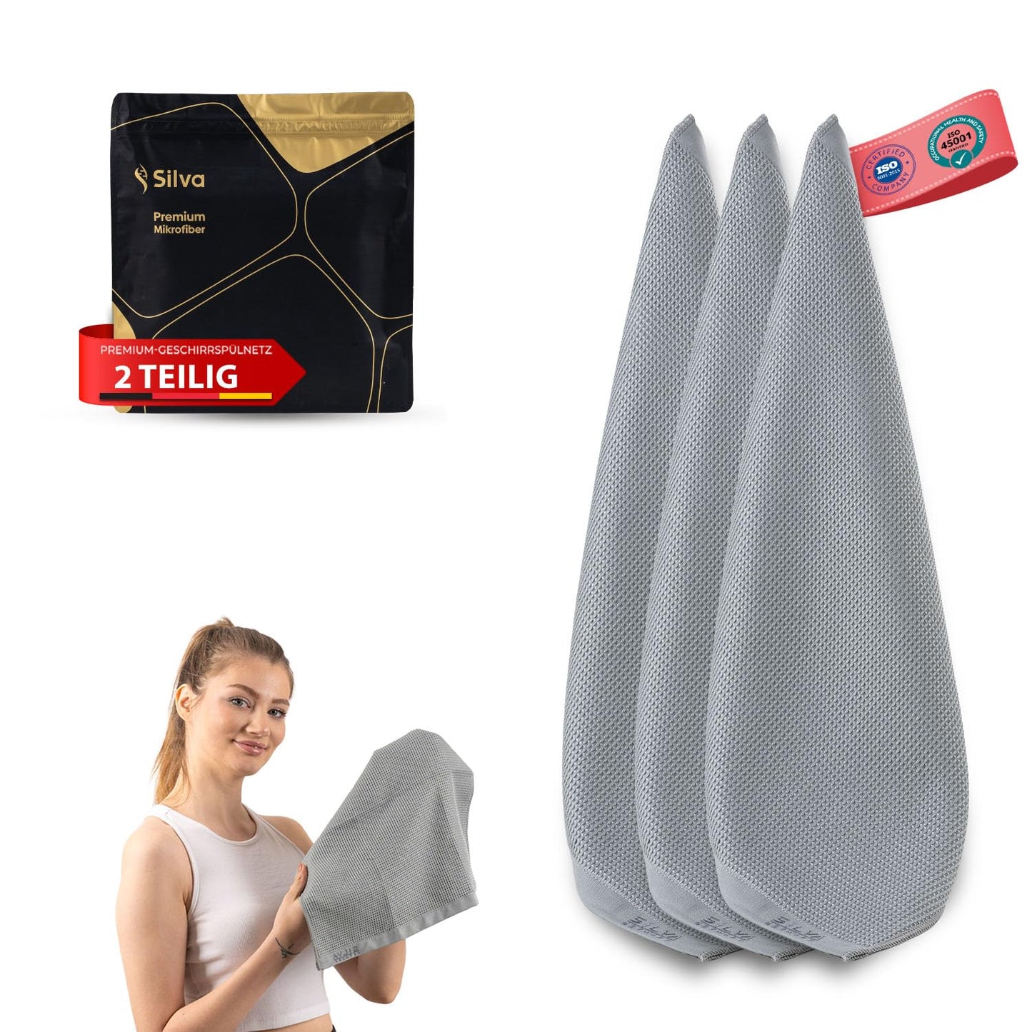 Silva Premium Quality Microfibre Cloths | Streak-Free Bath Cleaning Cloths | Cleaning Cloths for Baths, Sinks, Bathtubs
