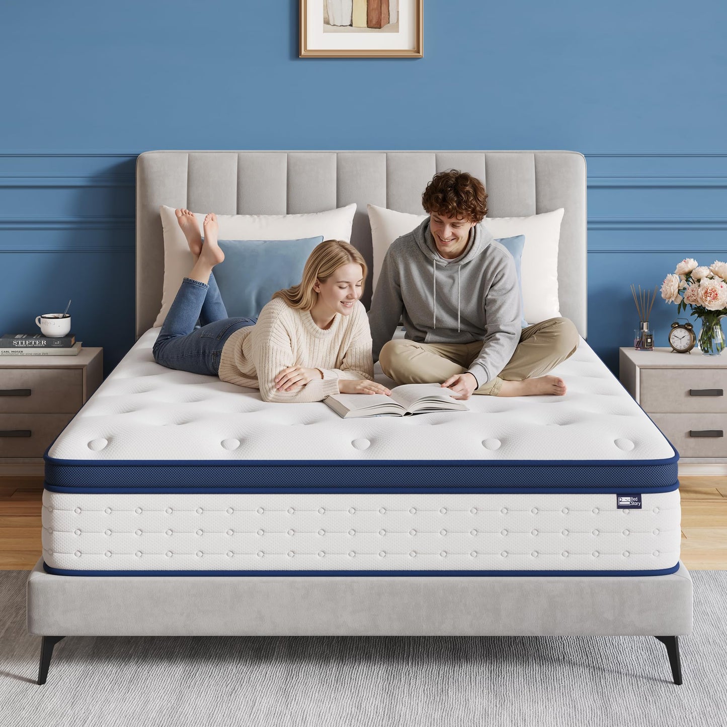 BedStory Small Double Mattress, 10.3 Inch Hybrid Mattress, 7-Zone Mattress with Breathable Foam and Individually Pocket Sprung Firm- Extra Lumbar