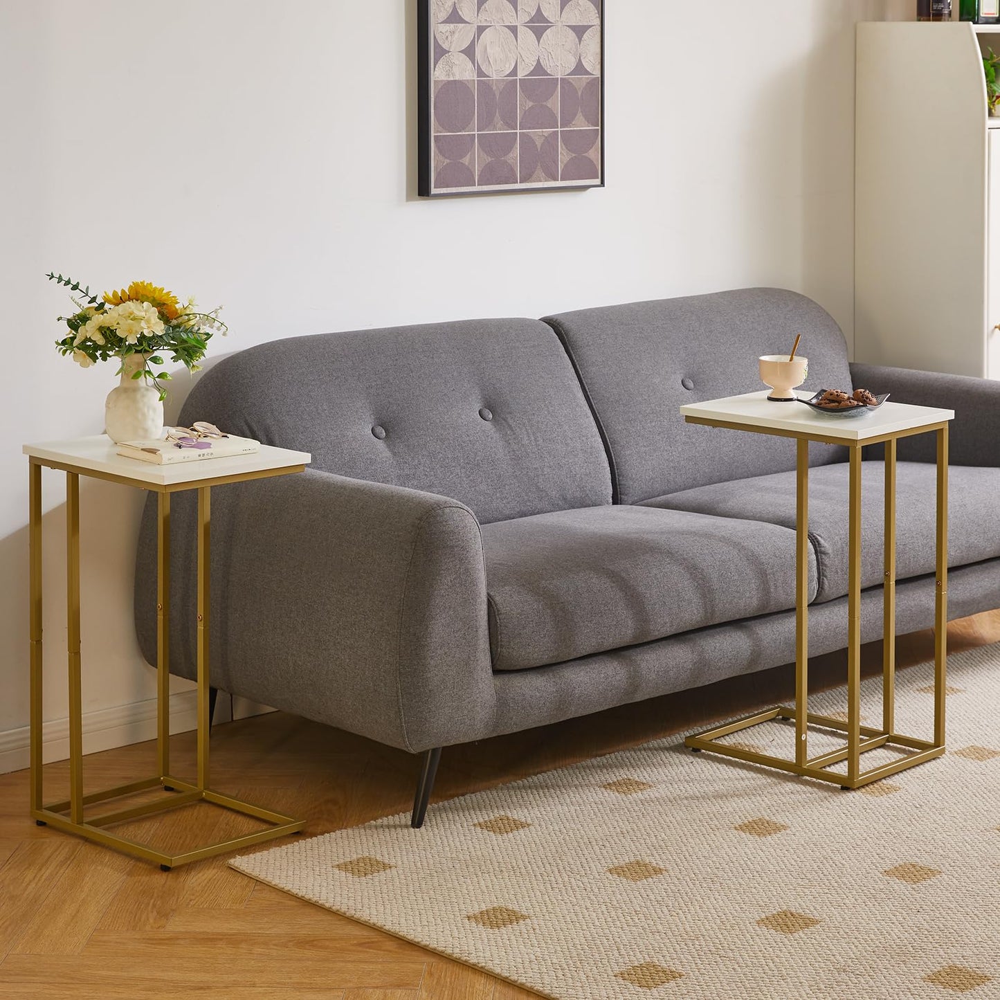 Aibiju Side Table C Shaped, Sofa End Table, Coffee Table for Small Space,Living Room, Bedroon, Balcony, Simple Structure, Modern