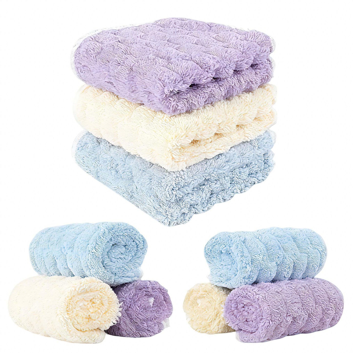 PHOGARY Flannel Face Cloth Pack 6, Reusable Microfibre Face Cloth, Makeup Remover Cloth Cleansing Cloths for Face