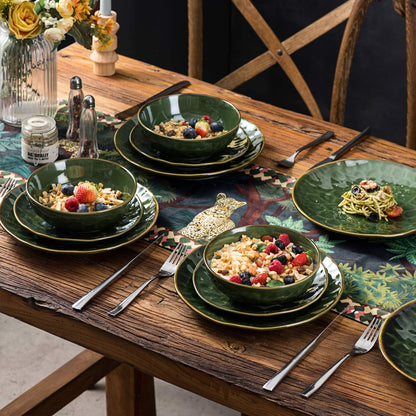 Ceramic Round Dessert Salad Plates - 8 Inch Dessert Plates, Set of 6, Microwave, Oven, and Dishwasher Safe, Scratch Resistant, Porcelain Fluted
