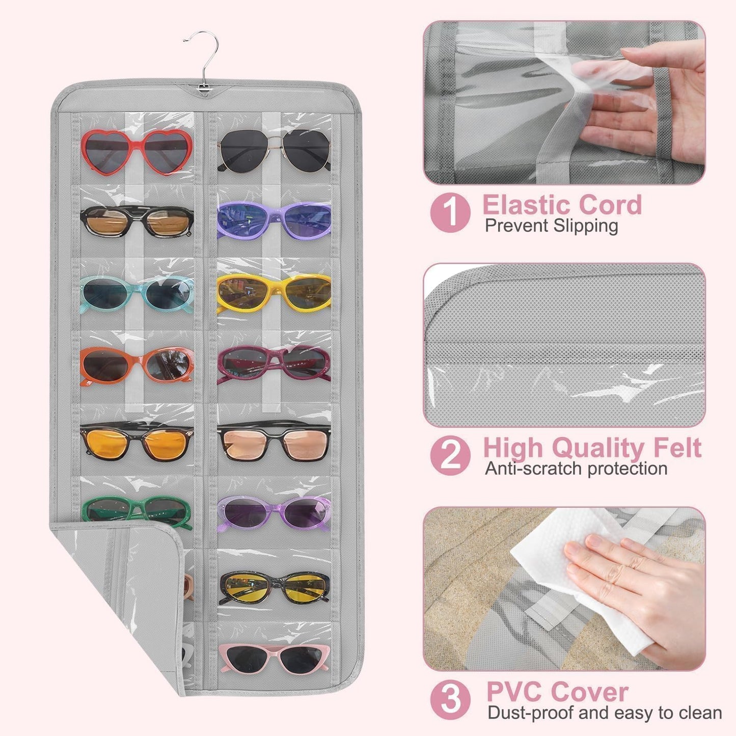 EEEKit Hanging Sunglasses Organizer: Wall Mounted Eyeglasses Holder