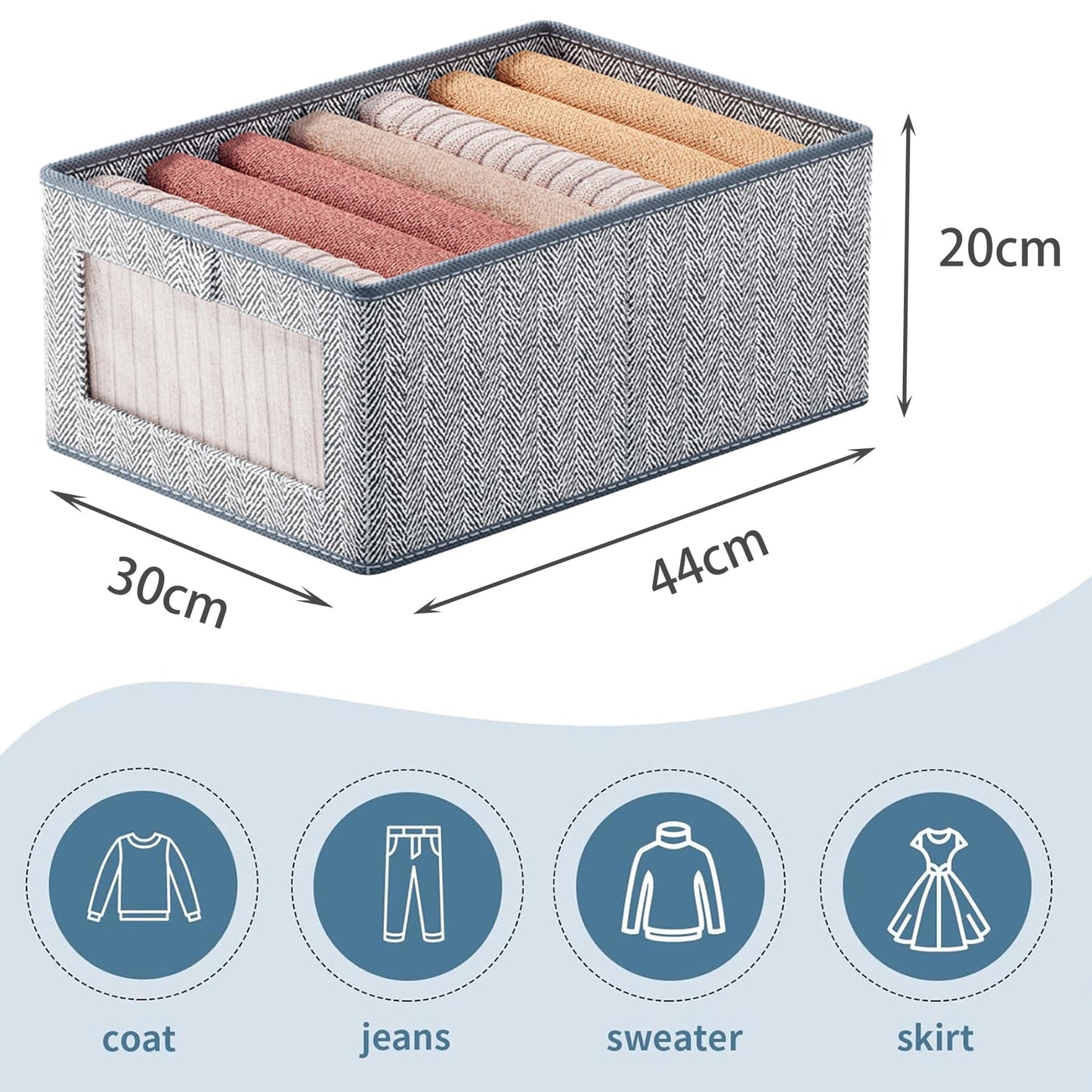 Goesort Set of 5 Clothes Storage Boxes, Wardrobe Storage Organiser Fabric Clothes Organiser