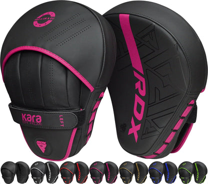 RDX Boxing Pads Curved Focus Mitts, Maya Hide Leather KARA Hook and jab Training Pads, Adjustable Strap Ventilated, MMA Muay Thai Kickboxing Coaching