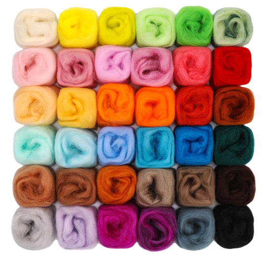 Namner 36 Colours Needle Felting Wool 108g Felting Wool Roving, Starter Felt Supplies for DIY Wool Crafts, Beginner-Friendly Wool Art Set