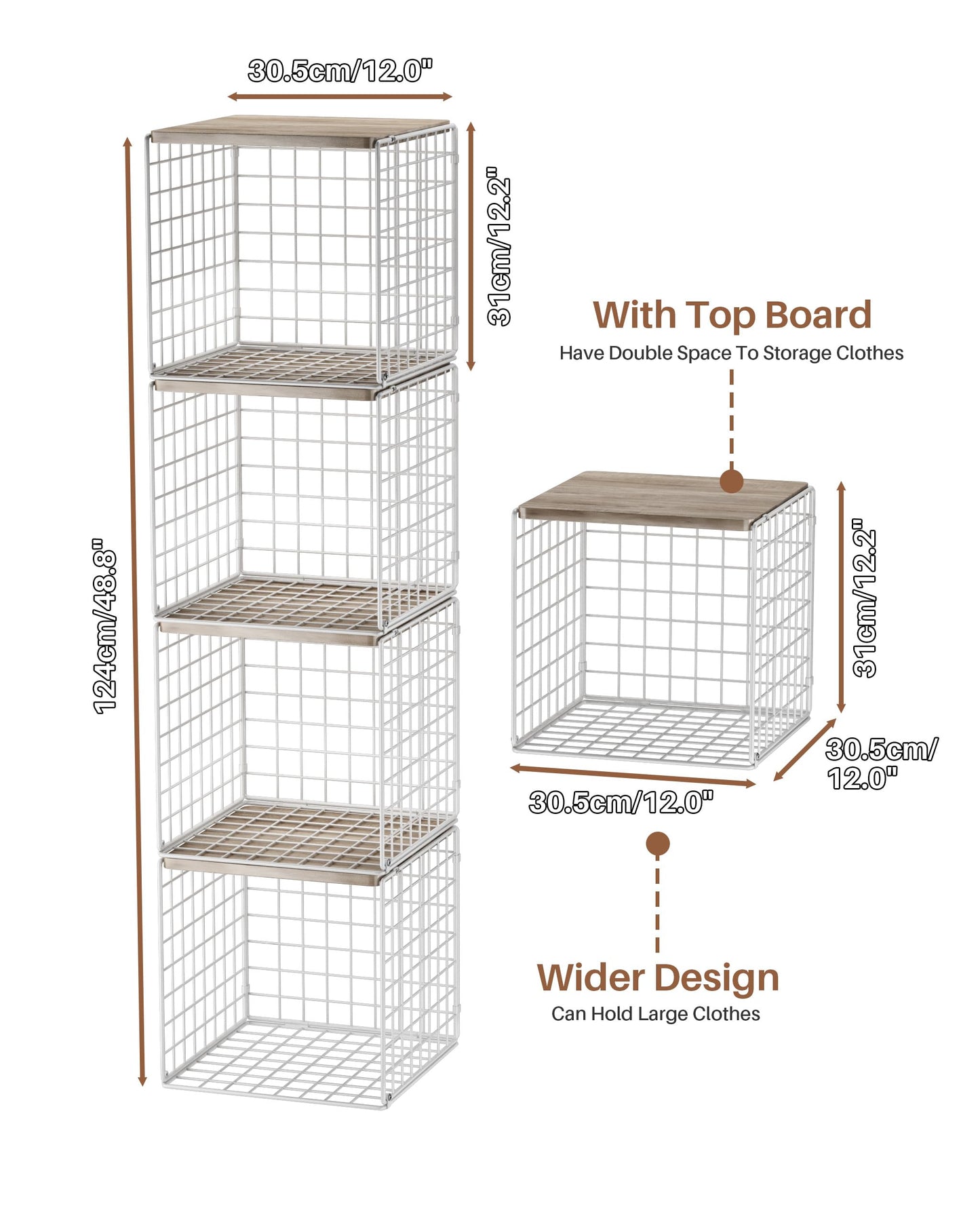 UMDONX 4 Pack Metal Wardrobe Storage Organiser Stackable Closet Shelf
