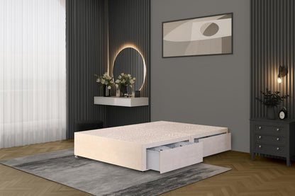 Bed Centre Flexby Divan Bed Base Only with 2 Drawers Same Side, No Headboard - Available in 3FT, 4FT, 5FT & 6FT