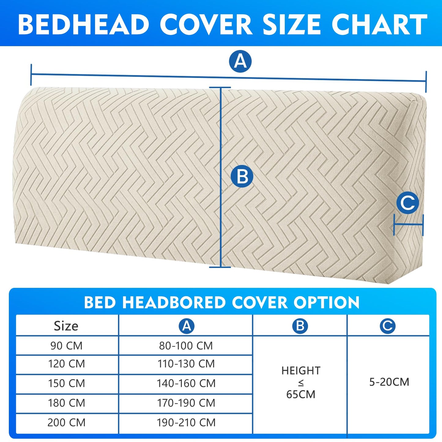 CYCMACO Elastic Headboard Cover, Double/Single Bed Headboard, Removable and Washable Dust Cover, Durable, Universal Headboard Cover Dustproof