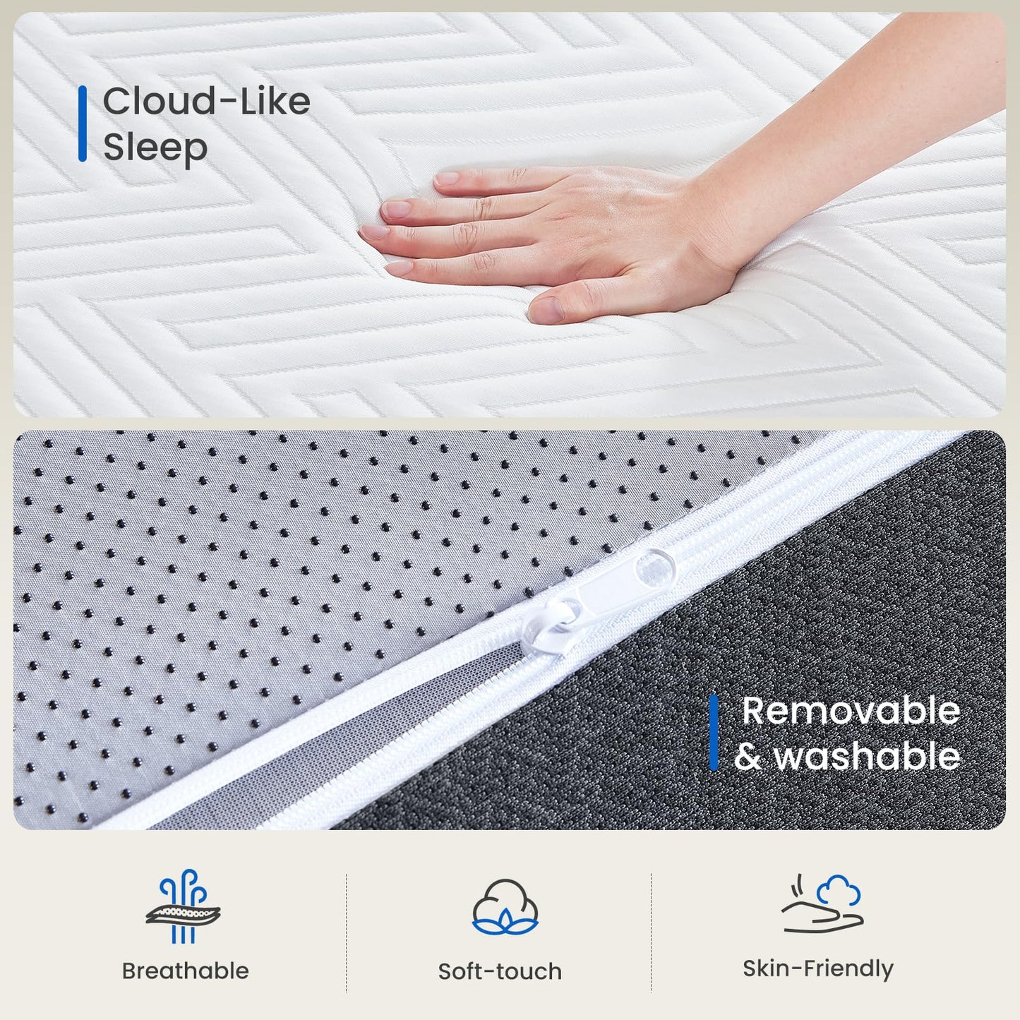 Belbbos Single Mattress Memory Foam 90x190x18cm—Medium Firm Orthopedic