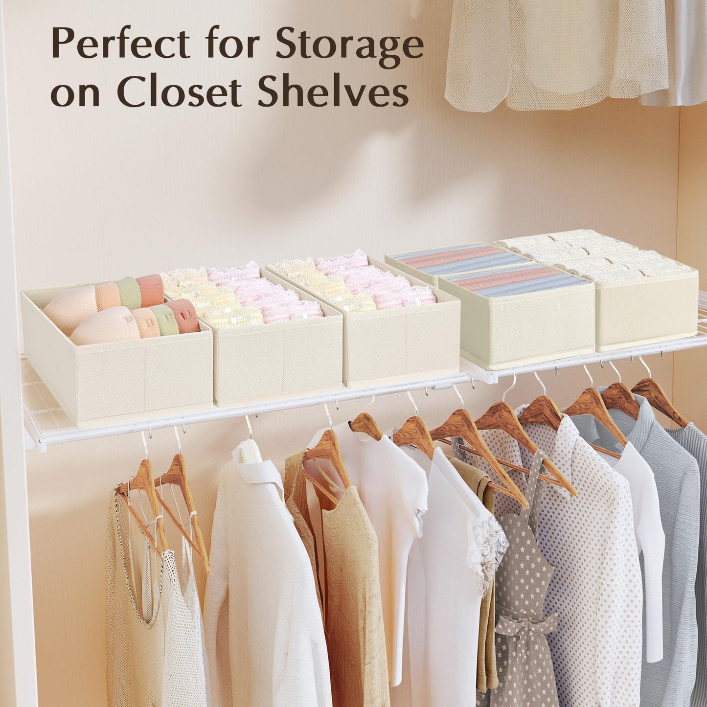DIMJ 8 Pack Drawer Organisers Underwear Drawer Dividers - Fabric Storage Box Wardrobe Organiser Dresser Drawer Dividers Clothes Organiser Sock