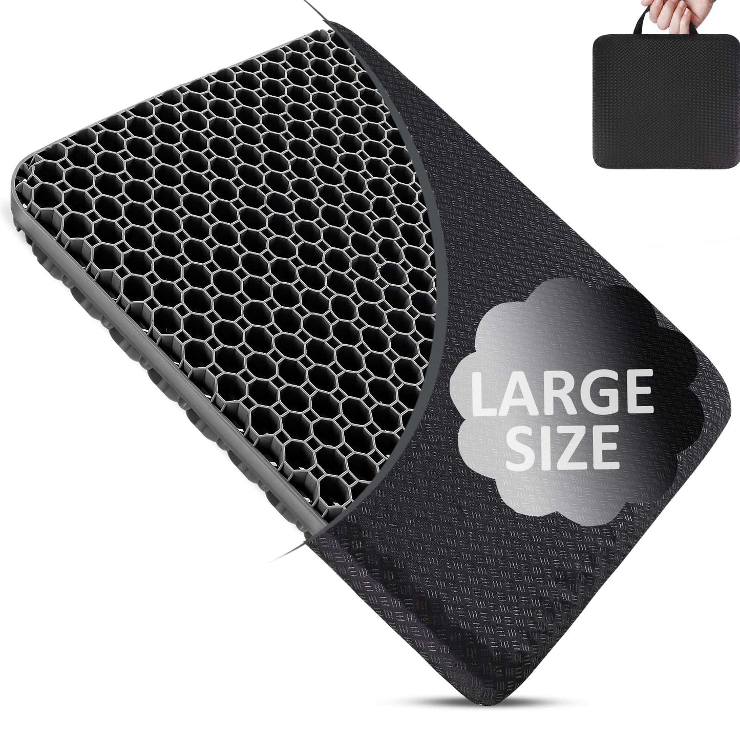 Airllantry Seat Cushion, Gel Seat Cushion for Long Sitting– Back, Sciatica, Tailbone Pain Relief Pad, 19in Seat Pad for Car, Office Chair, Wheelchair