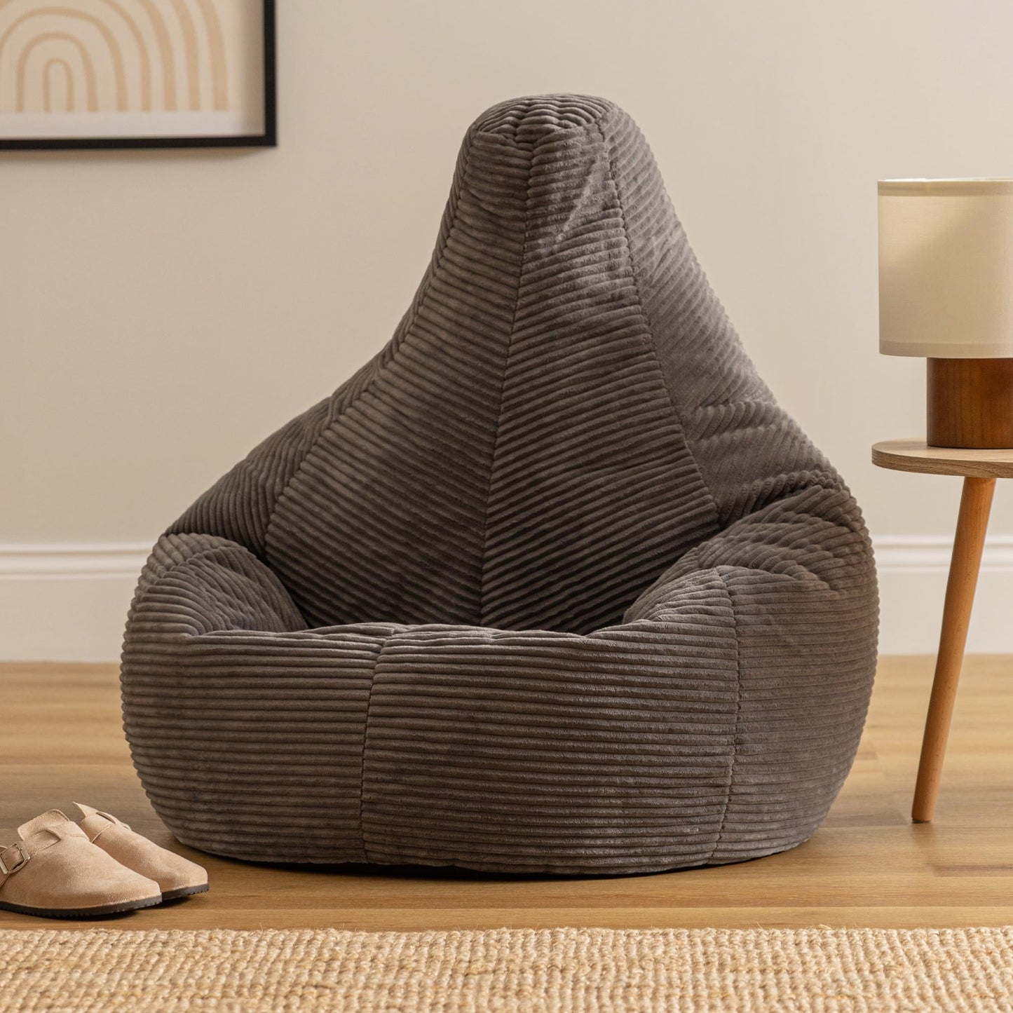 icon Dalton Cord Bean Bag with Filling Included, Set of 2, Grey