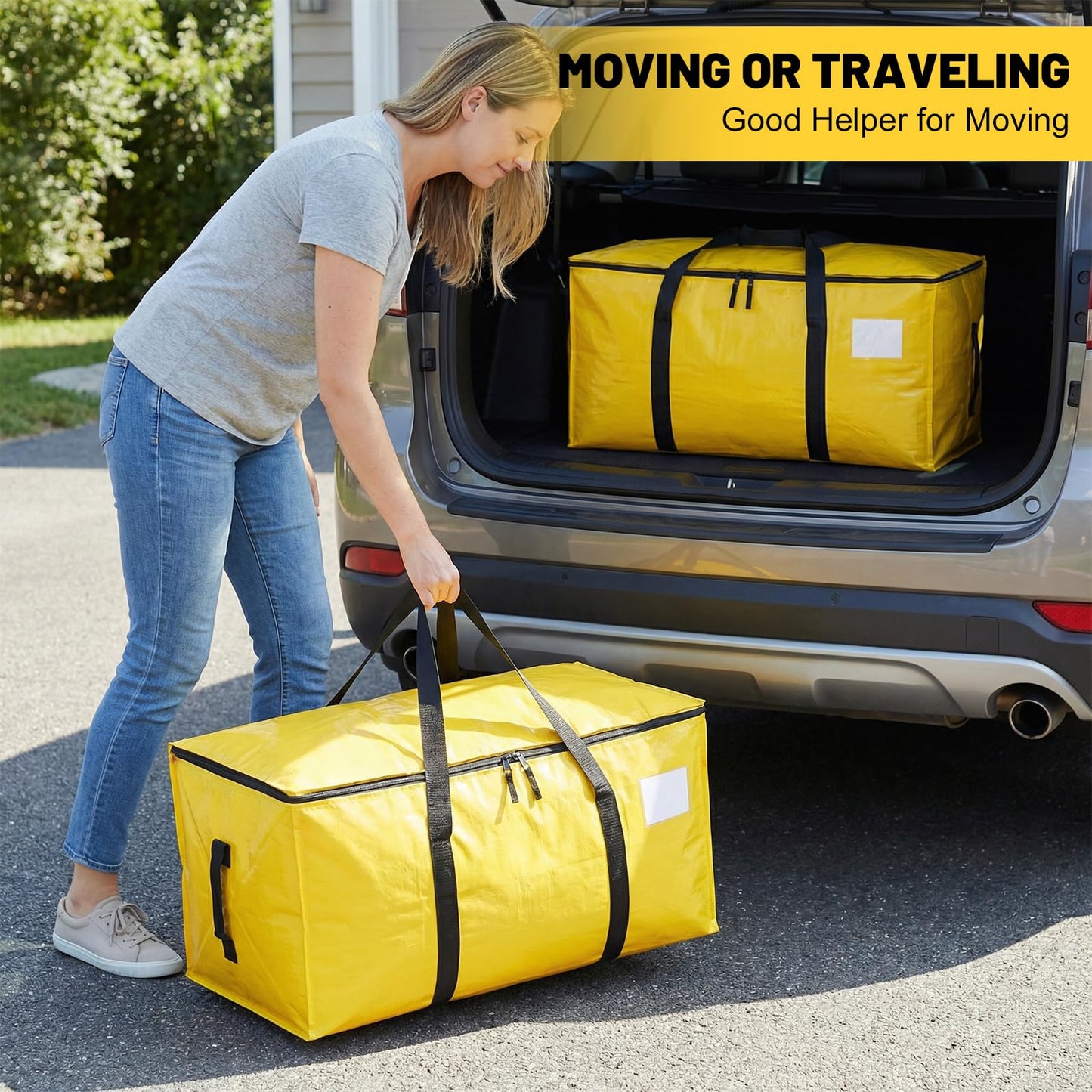 3 Pack 90L Moving Bags, Heavy Duty Storage Bag Dorm Moving Essential,Yellow