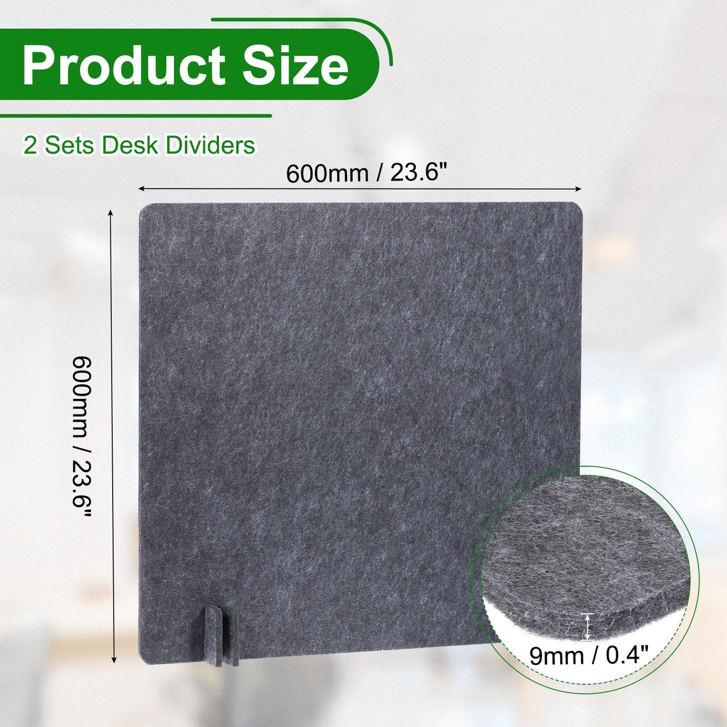 PATIKIL Desk Divider, 2 Set 24 x 24 Inch Acoustic Freestanding Desk Divider Desk Privacy Panel with 8 Pcs Support Feet for Library Office Workstation