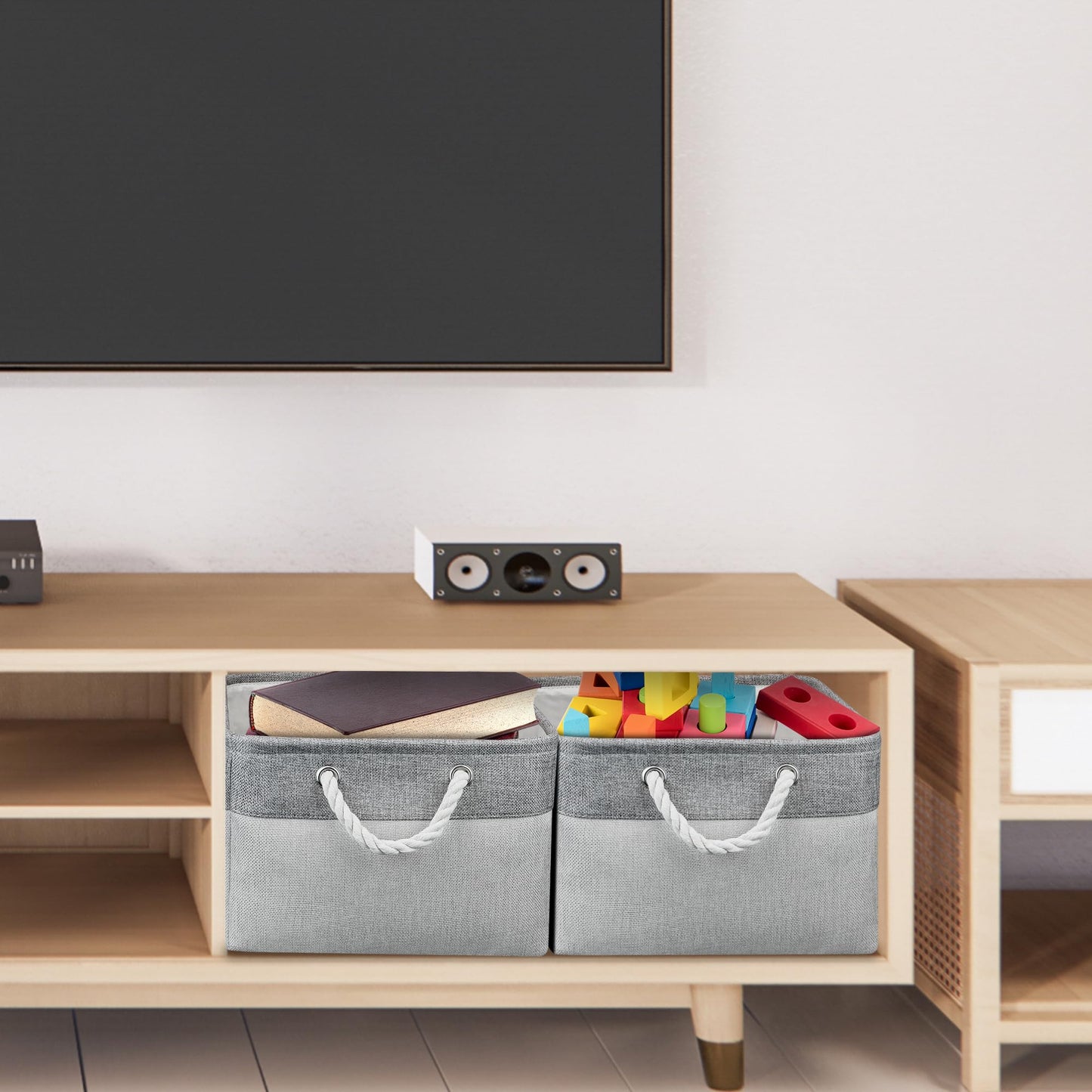 Large Storage Box, Shelf Storage Baskets with Handles, Foldable Fabric Storage Baskets Home Organizer for Shelves Wardrobes Cupboards