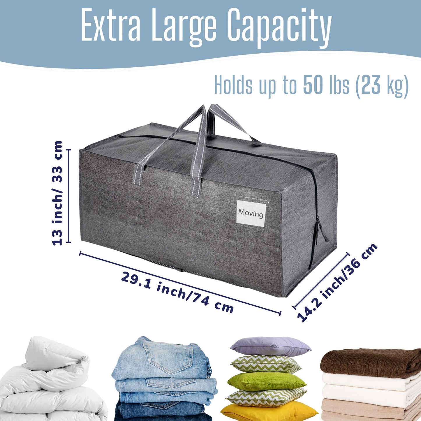 VENO 6 Pack Heavy-Duty Extra Large Moving Bags W/Backpack Straps, Moving House Essentials, Strong Handles & Zips, Clothes Storage, Packing