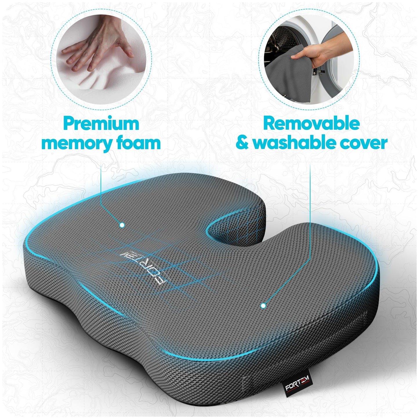 FORTEM Seat Cushion, Office Chair Cushion, Memory Foam Pillow for Sitting