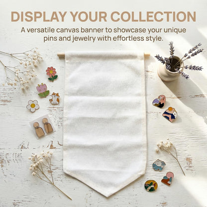 Merzio Wall Hanging Pin Badge Display Canvas Banner,Organizer Holder for Brooch, Glitter Pin, Earrings, Necklace, Badge Collection Storage Case