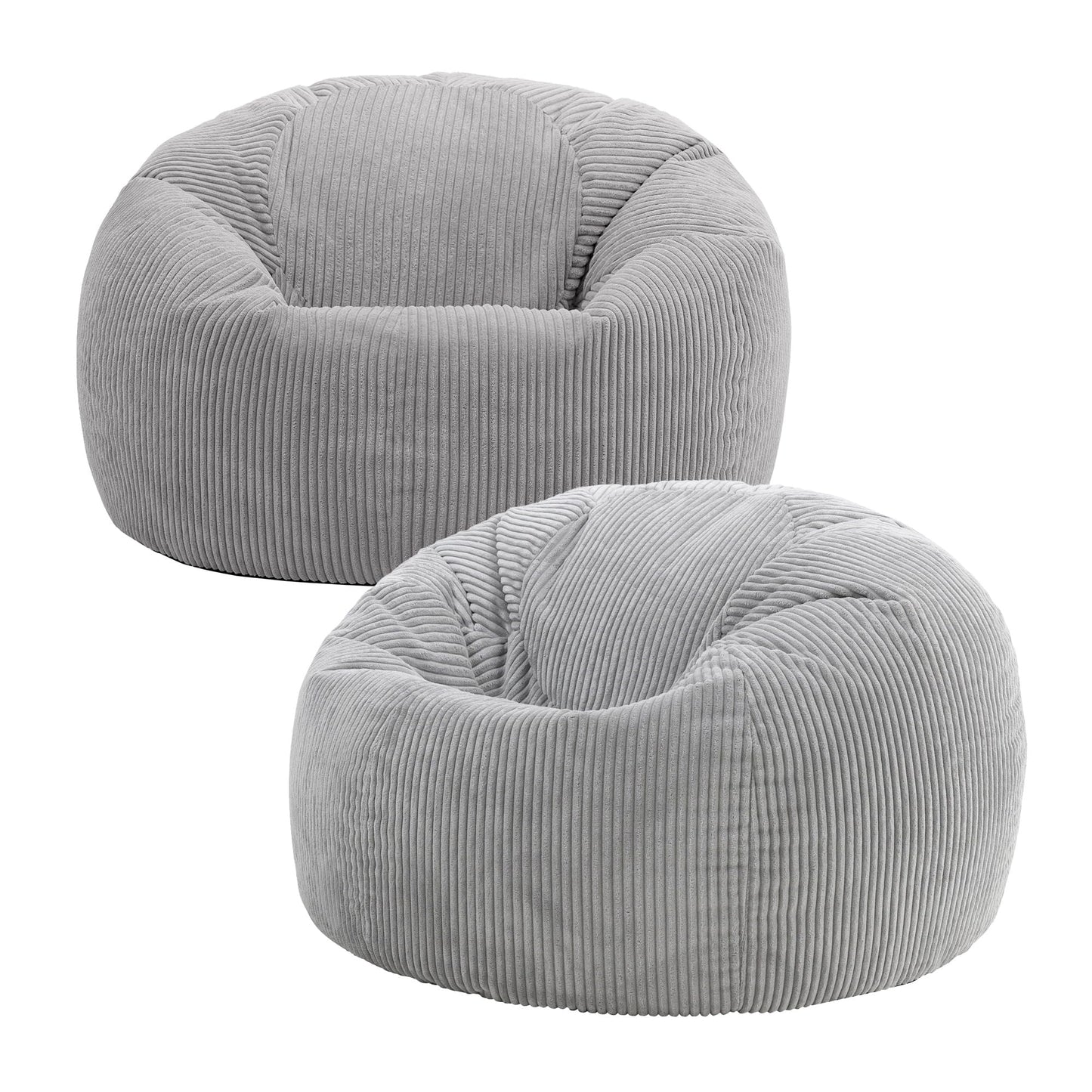 icon Kingston Cord Bean Bag with Filling Included, Set of 2, Grey