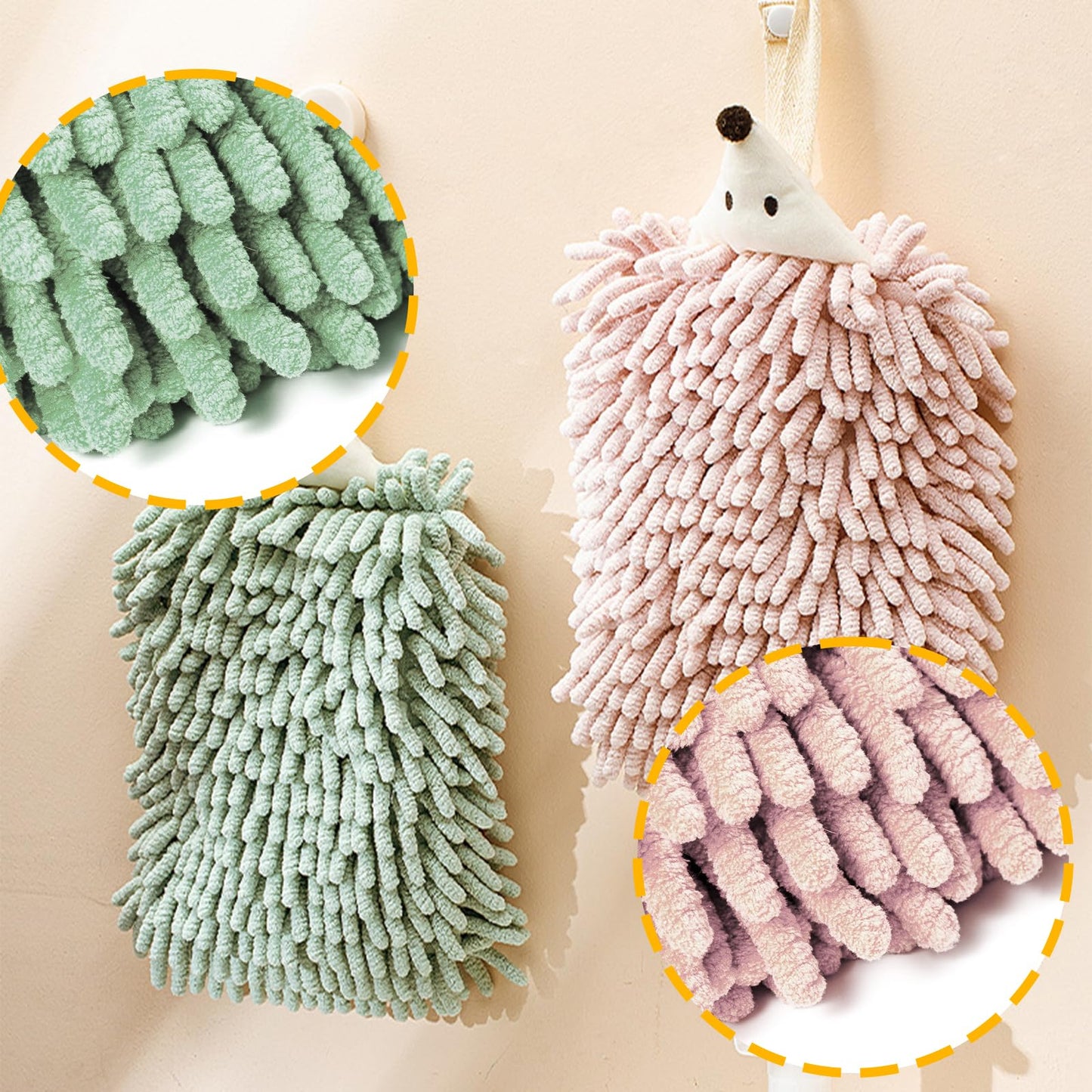 soulnioi Kitchen Hand Towels, Cute Animal Dish Cloths Microfiber Cleaning Cloth Absorbent Washcloth with Hanging Loop for Kitchen and Bathroom