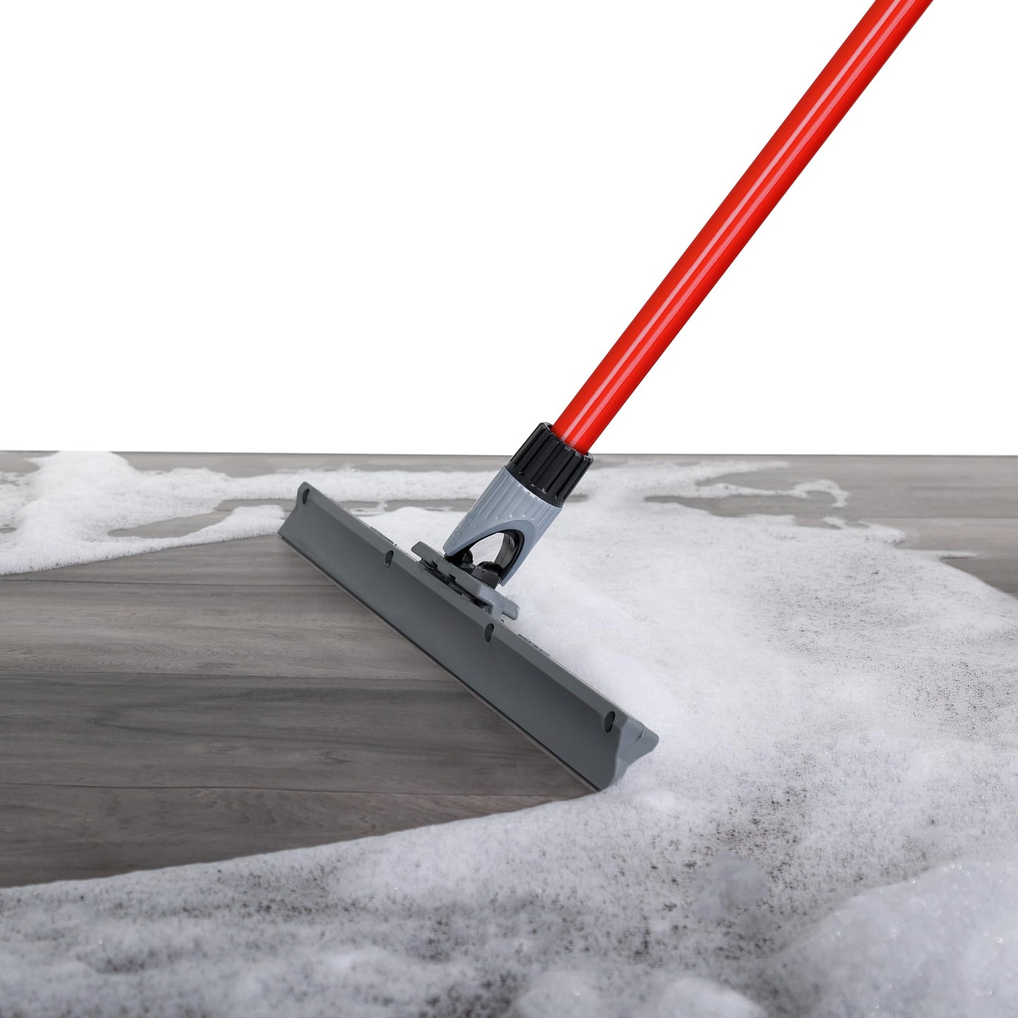 Heavy Duty Concrete Tile Floor Squeegee Silicone Squeegee Broom Floor Scrubber Large Single Rubber Lip Aluminum Long Handle 360° Swivel Garage Shower
