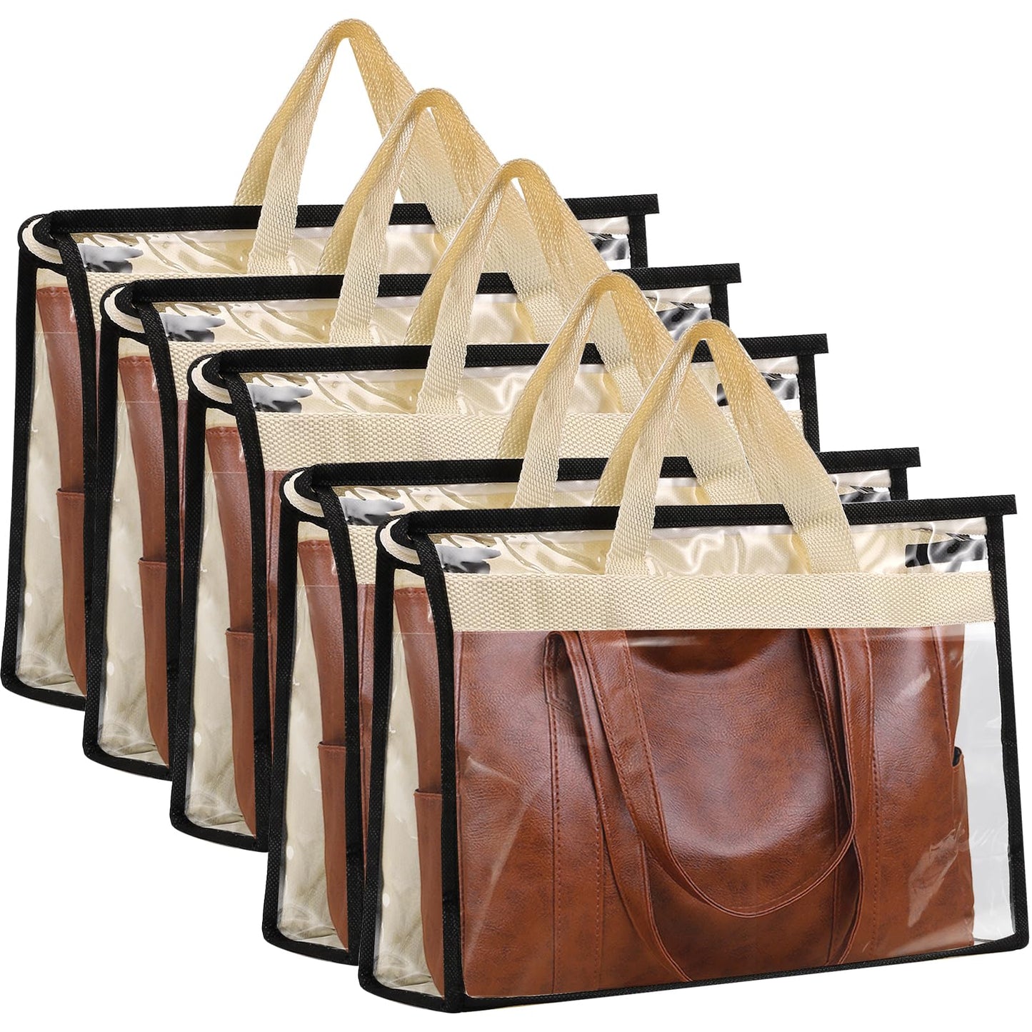 Incisite 5 Pack Dust Bags for Handbags, Large, Beige
