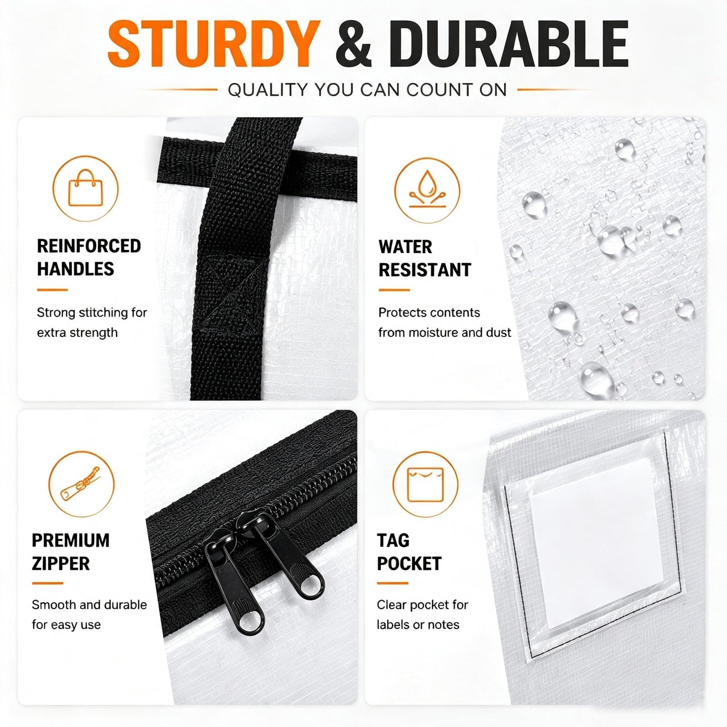 Zandrix 95L Waterproof Storage Bags Moving Boxes Bags with Lids - 4 Pack