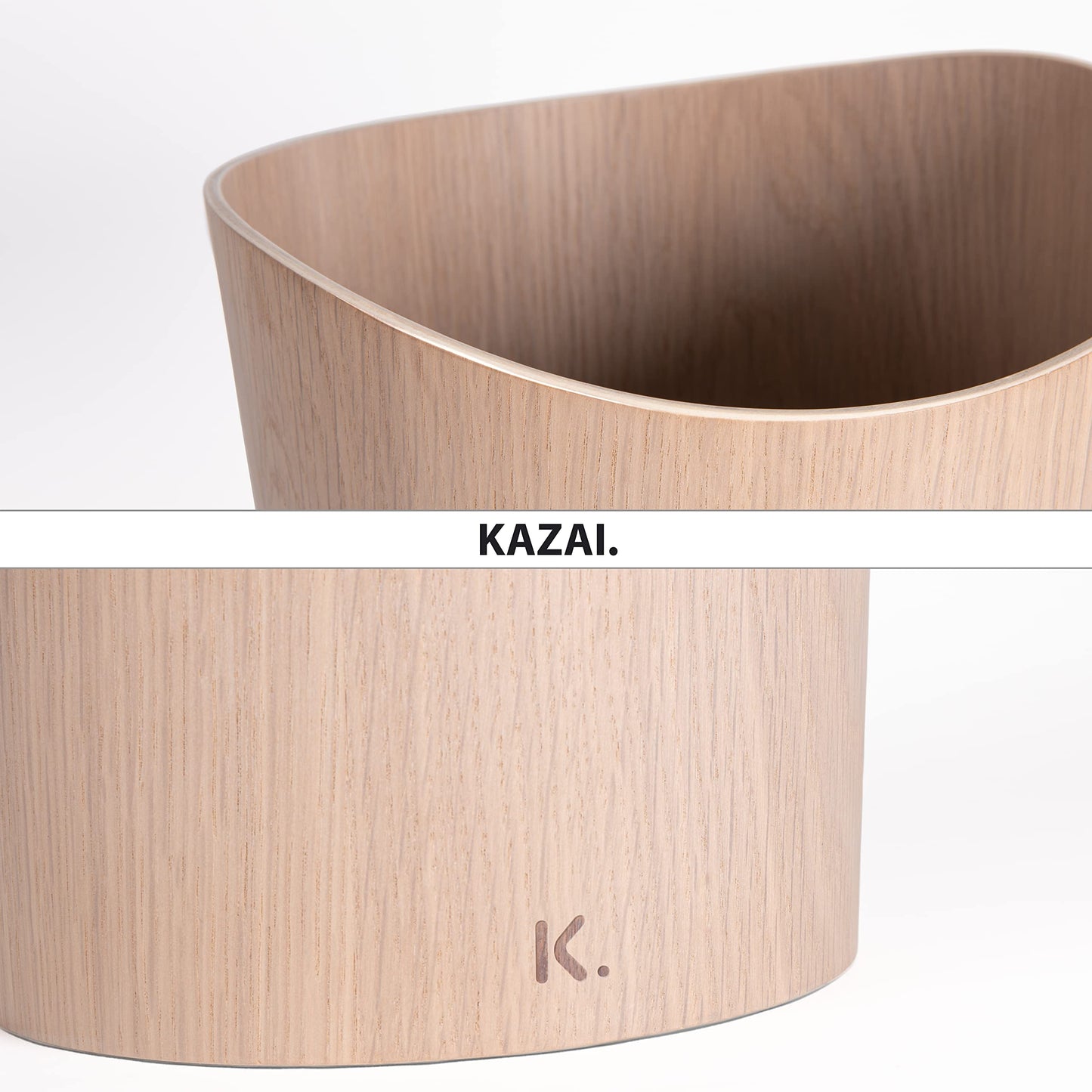 Kazai. Real Wood Waste Paper Bin Börje | Wooden Paper Basket for Office, Kids' Room, Bedroom and more | 9 liters | Oak white
