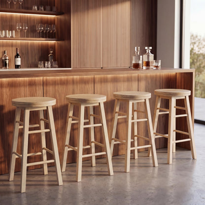 Chef Vida Modern 360° Swivel Breakfast Bar Stool for Kitchen Counters, Natural Wood