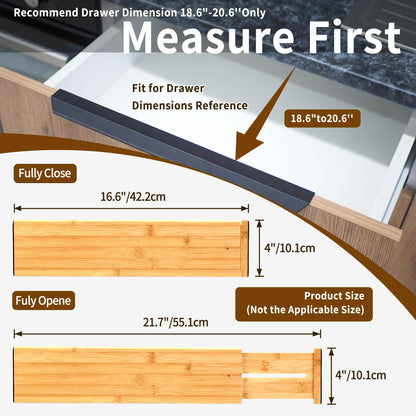 Utoplike 4 Piece Bamboo Raised and Extended Drawer Dividers, Wooden Adjustable Drawer Organiser, Spring Loaded Inserts, for Clothes, Cosmetics in