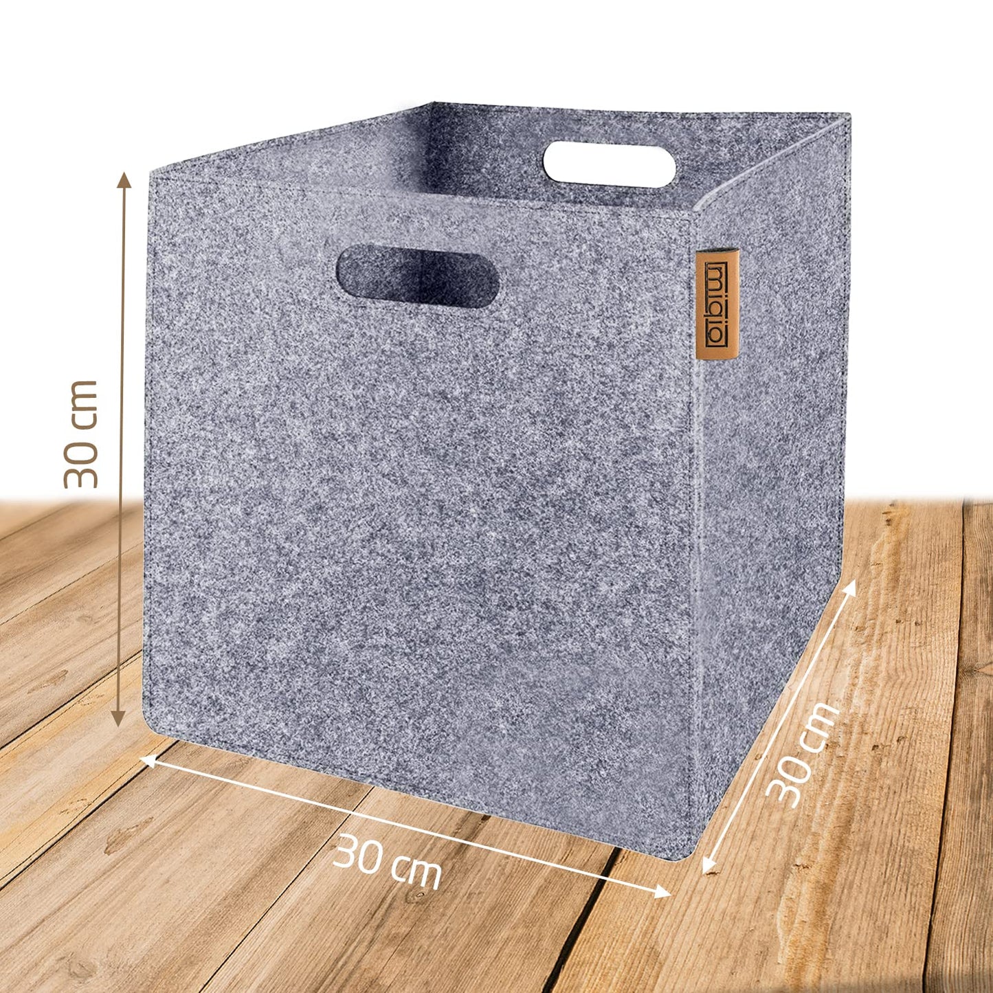 Miqio® Design Felt Storage Box Set of 4 | 30 x 30 x 30 cm | Organizer Folding Box | Storage Basket | Kallax Shelf Insert | Light Grey