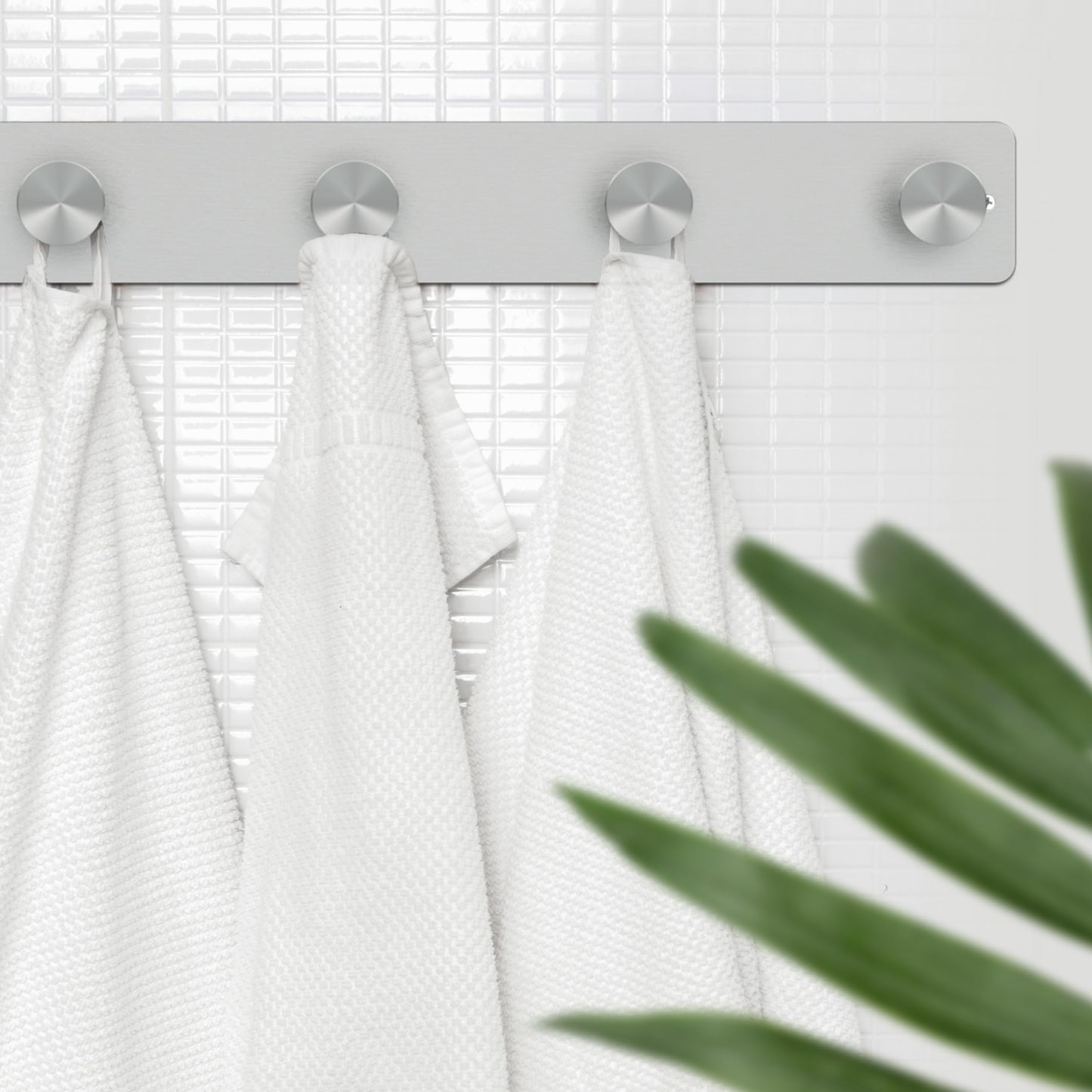 RICOO Heavy Duty Stainless Steel Wall Mounted Coat Hooks, MH025S-4x2, Elegant Hook Rack for Entryway, Kitchen, Bathroom, with 4 Durable Hooks, Silver