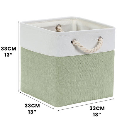 Mangata 33x33x33cm Cube Storage Boxes 4Pcs Green White Foldable Baskets