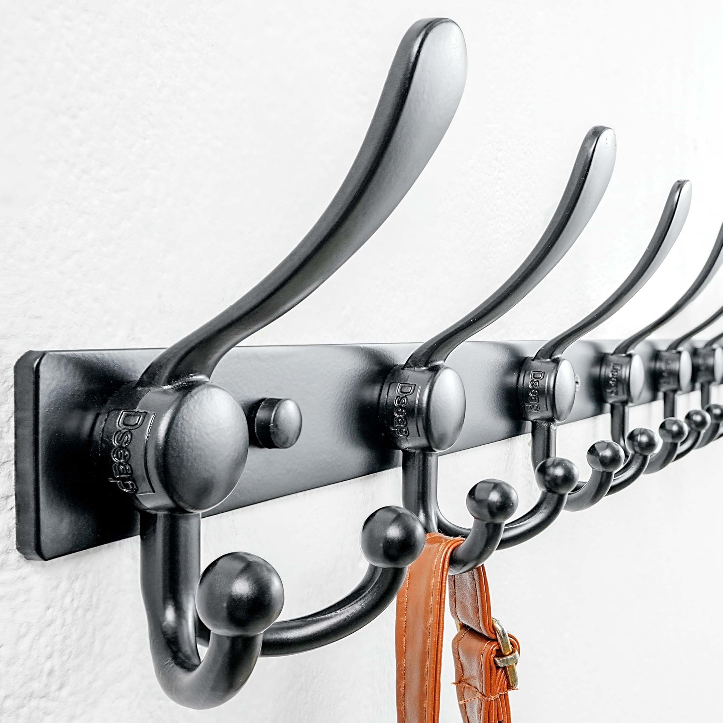 Dseap Coat Rack Wall Mount 94cm, Heavy Duty 2.5mm Base vs Flimsy 1mm, Double-Thick Solid Anti-Snap Hooks