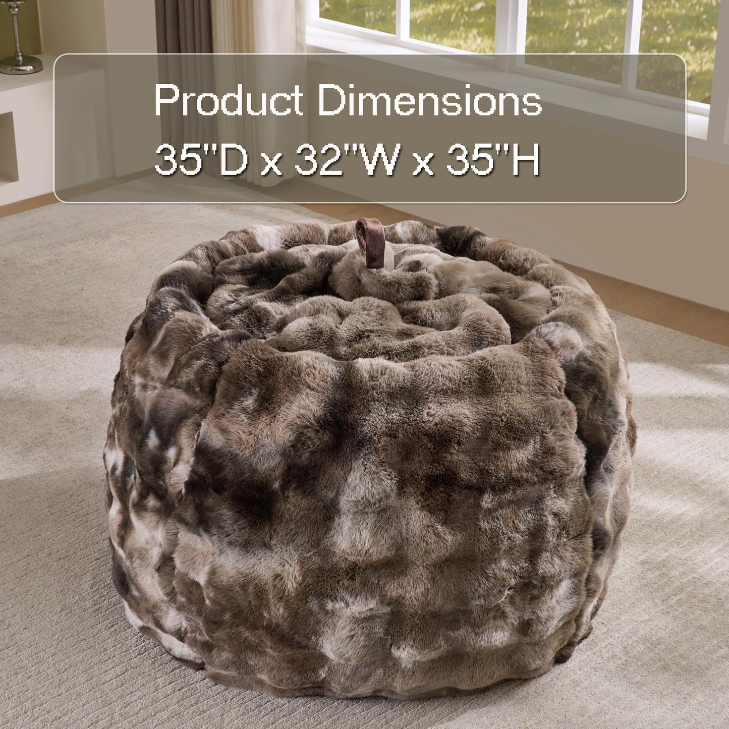 Fluffy Faux Rabbit Fur Bean Bag Chair Cover(No Filler),Cozy Shaggy Bubble Stuffed Animal Storage Large Bean Bag Cover for Bedroom Living Room,Fuzzy