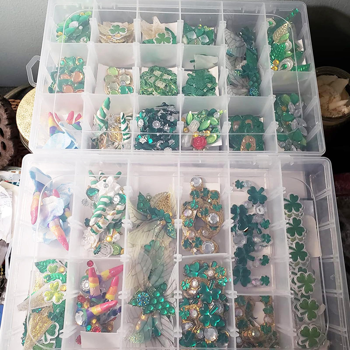 JIAYUET 6 Pack 36 Grids Clear Plastic Storage Box, Bead Storage Box with Adjustable Compartments for Jewellery, Beads, Craft, 27.4 x 17.5 x 4.4 cm