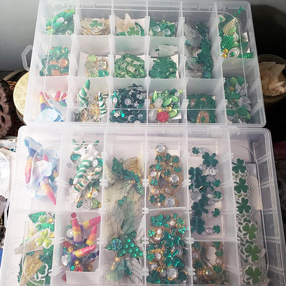 JIAYUET 6 Pack 36 Grids Clear Plastic Storage Box, Bead Storage Box with Adjustable Compartments for Jewellery, Beads, Craft, 27.4 x 17.5 x 4.4 cm