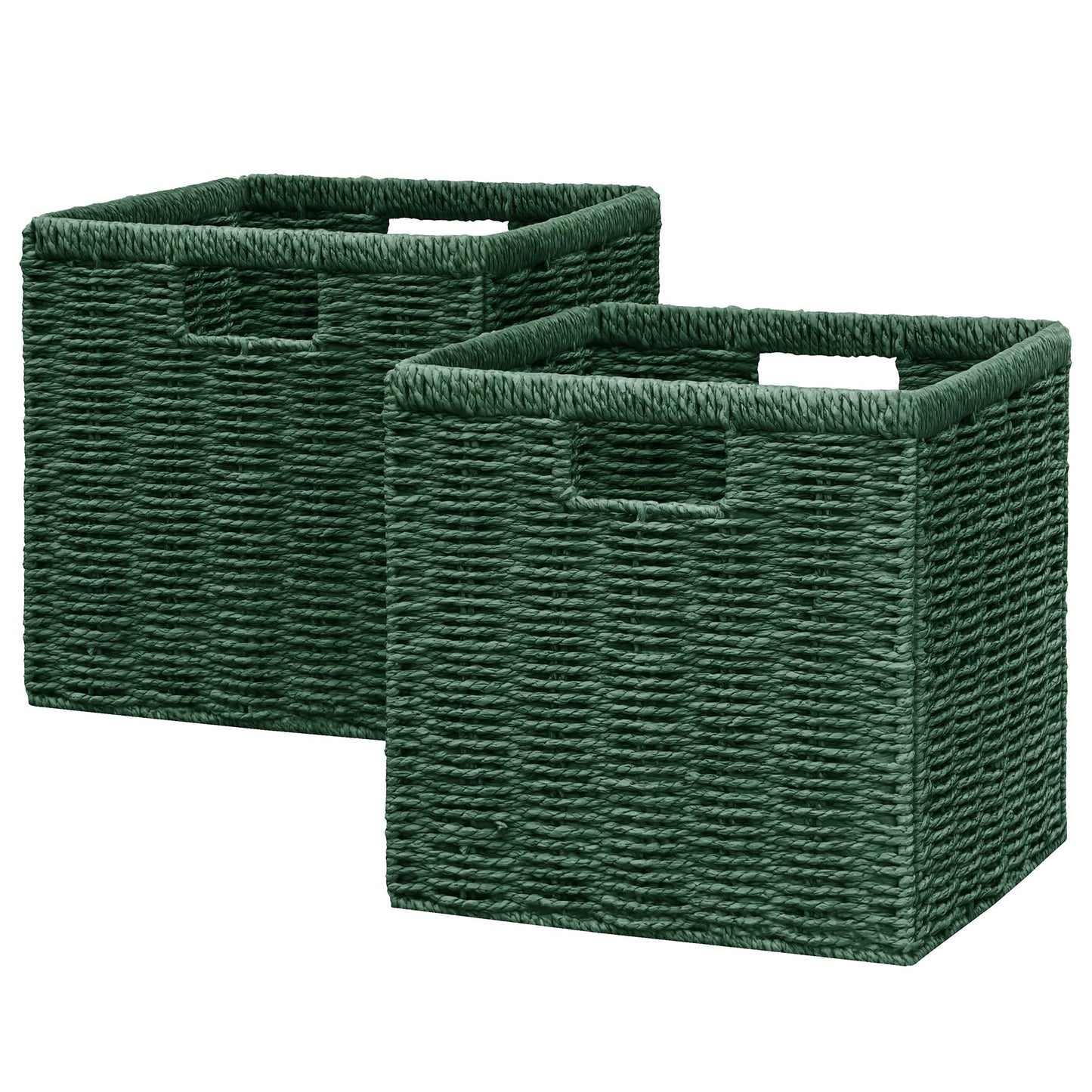 Vagusicc Wicker Storage Basket, Foldable Storage Cubes Organizer Bins, Handwoven Storage Baskets for Shelves Closet Wardrobe Bathroom