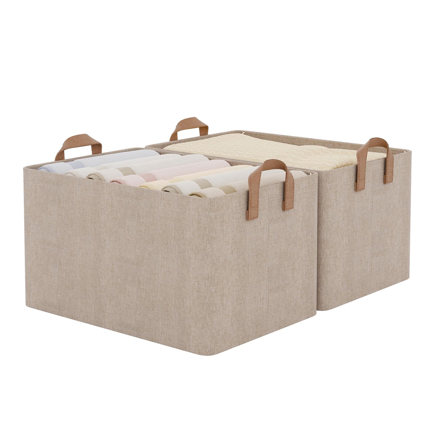StorageWorks Storage Baskets for Shelves, Extra Large Fabric Storage Box with Handles, Wardrobe Organiser Boxes